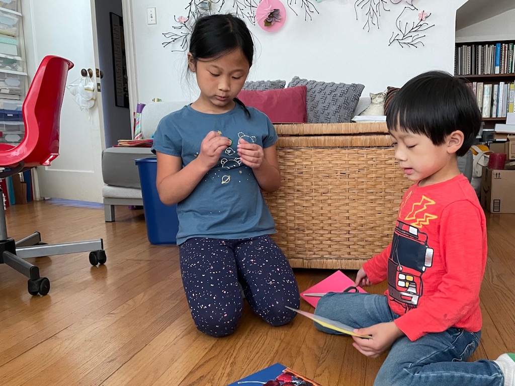 Children tell stories using the story cards.