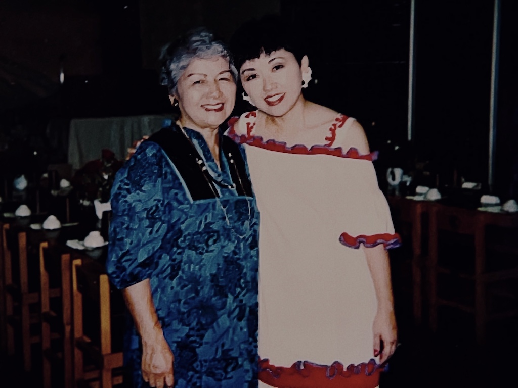 Mother and daughter at the 70th birthday party.